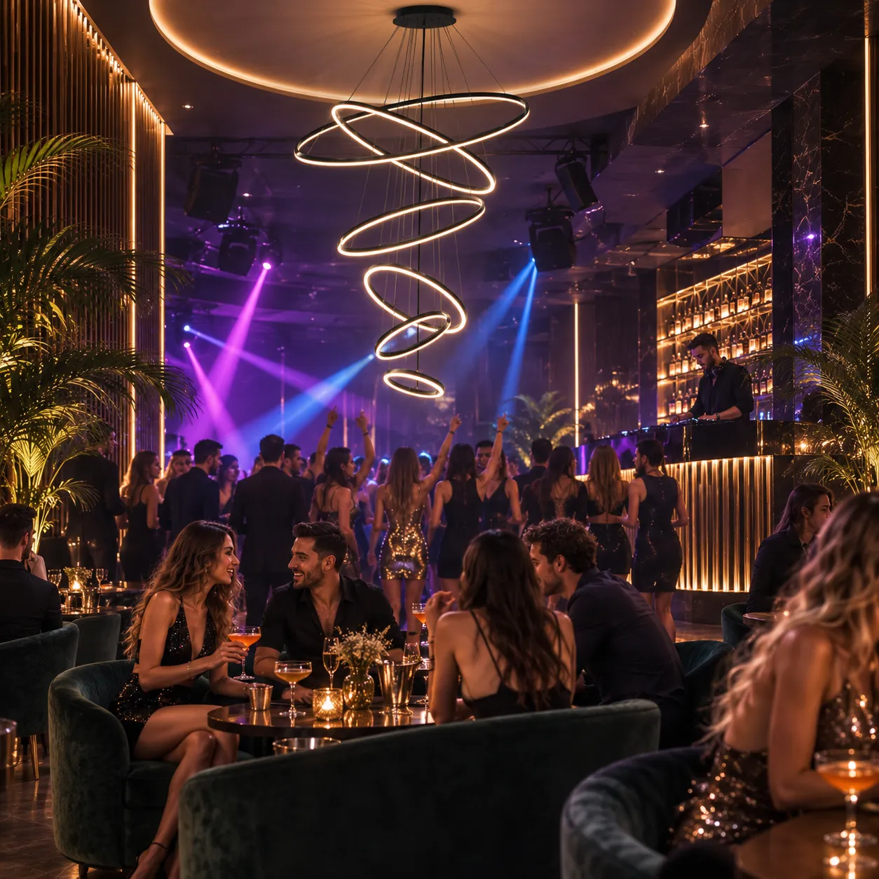Alessandro Design NARSAQ lustra LED 222W neagra 6 cercuri