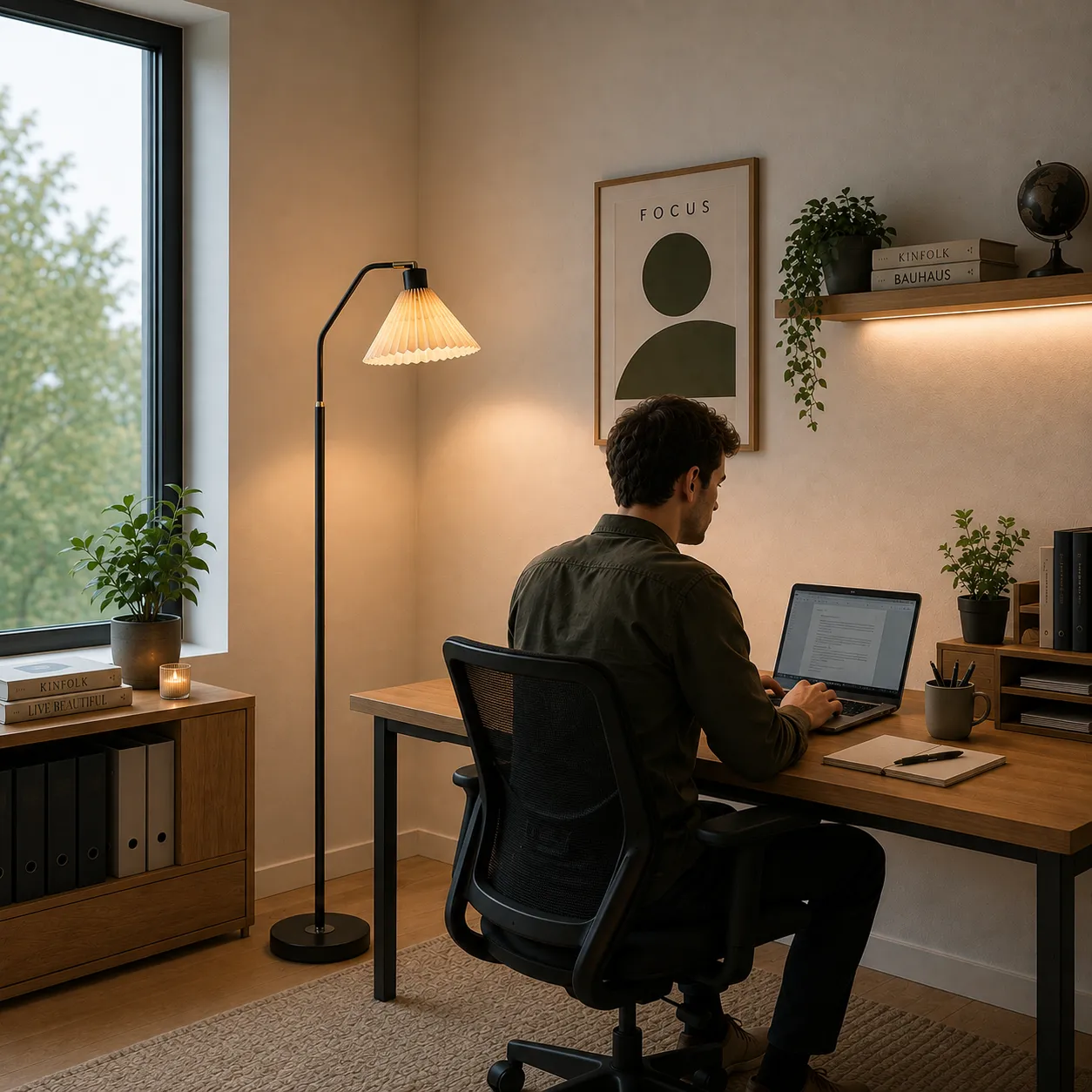 Alessandro Design Jizzakh lampadar E27 alb-negru metal