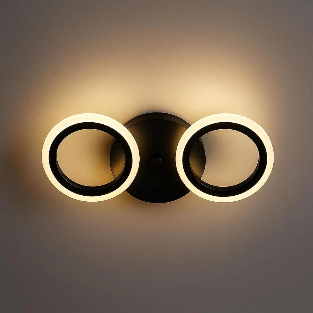 Alessandro Design lustra LED neagra 28W 2 cercuri 42cm