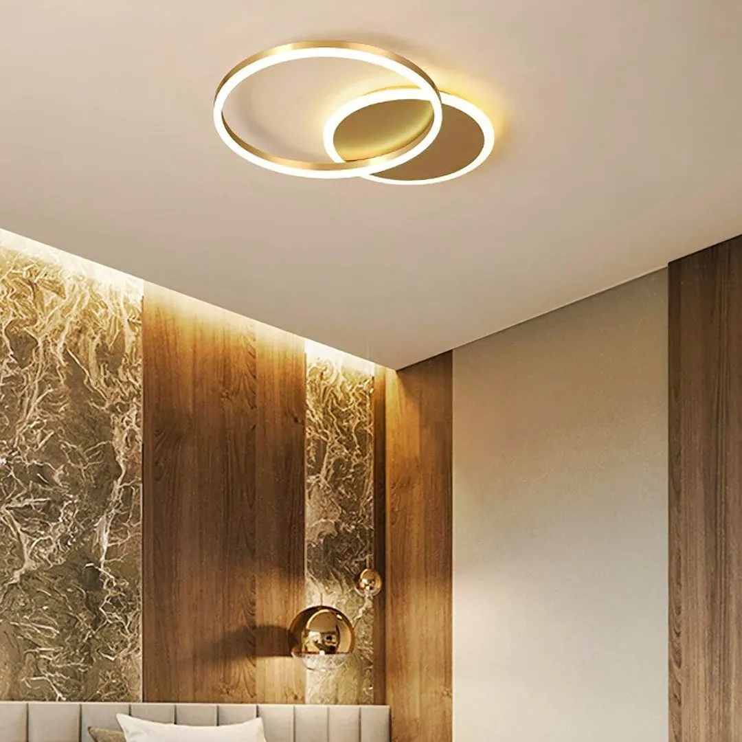 Alessandro Design RINOVA 47W lustra LED aurie 2 cercuri dimabila