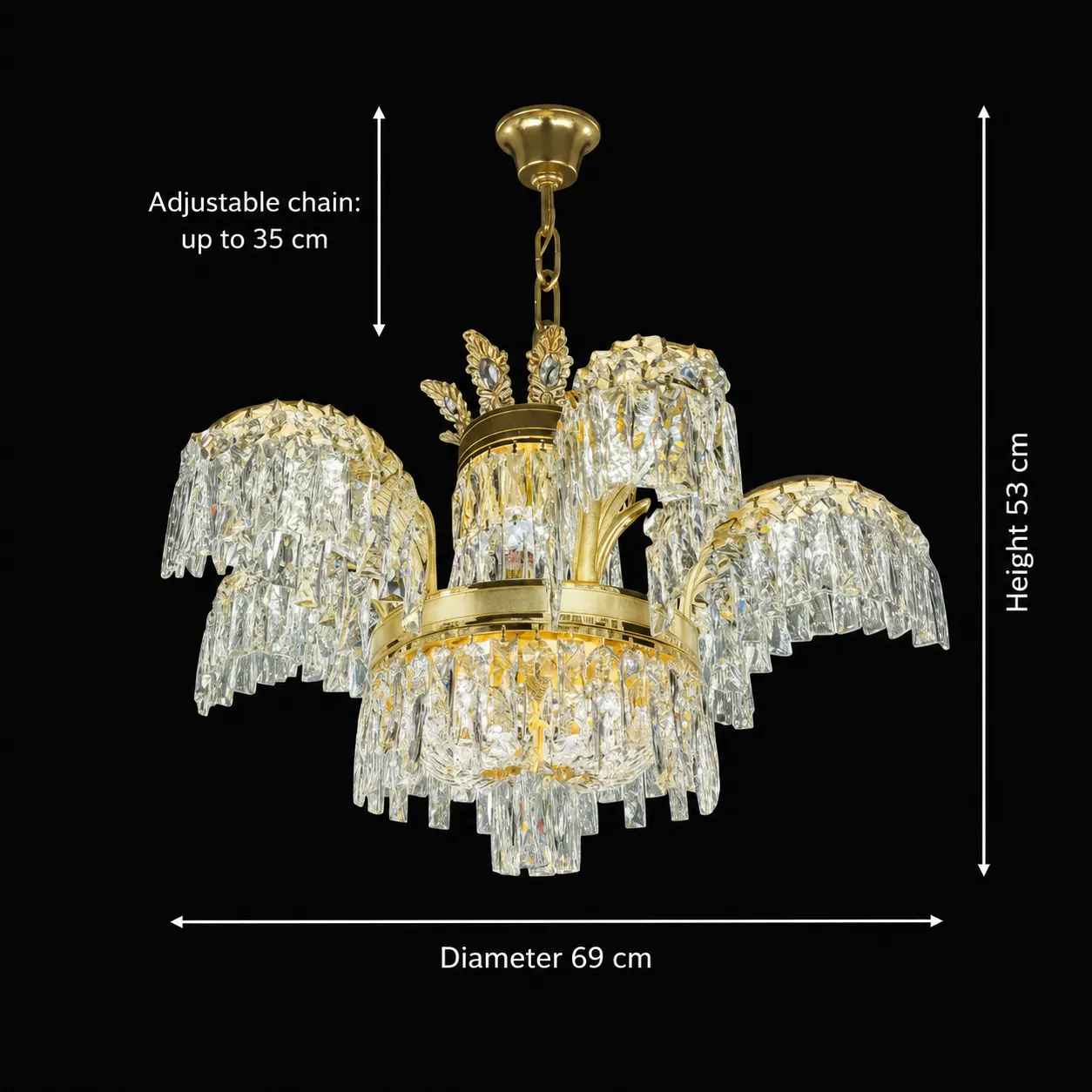 Alessandro Design Palace candelabru cristal auriu D69cm 12xG9