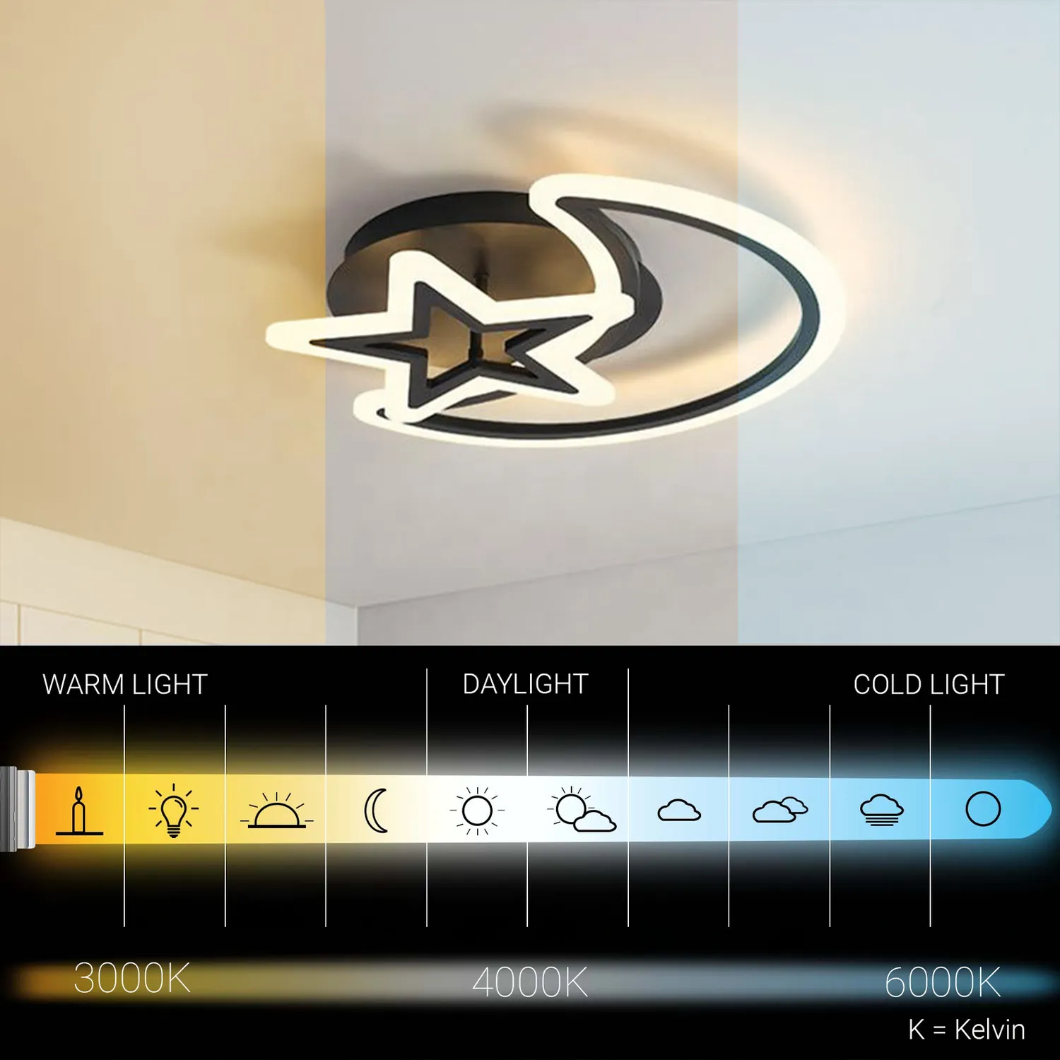 Alessandro Design Moon and Star lustra LED 59W neagra 2 el