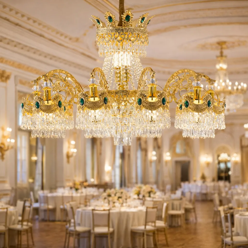 Alessandro Design candelabru cristal auriu 16xE14 92cm