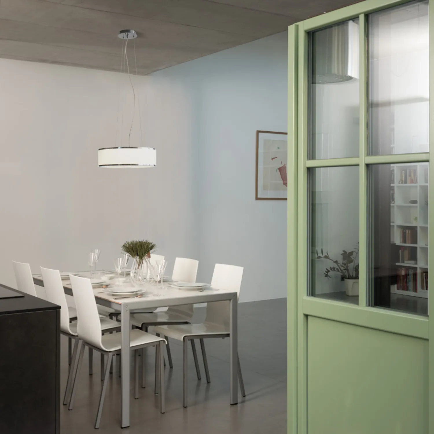 Rendl Light Studio Cassablanca LED pendul crom cu sticla satinata