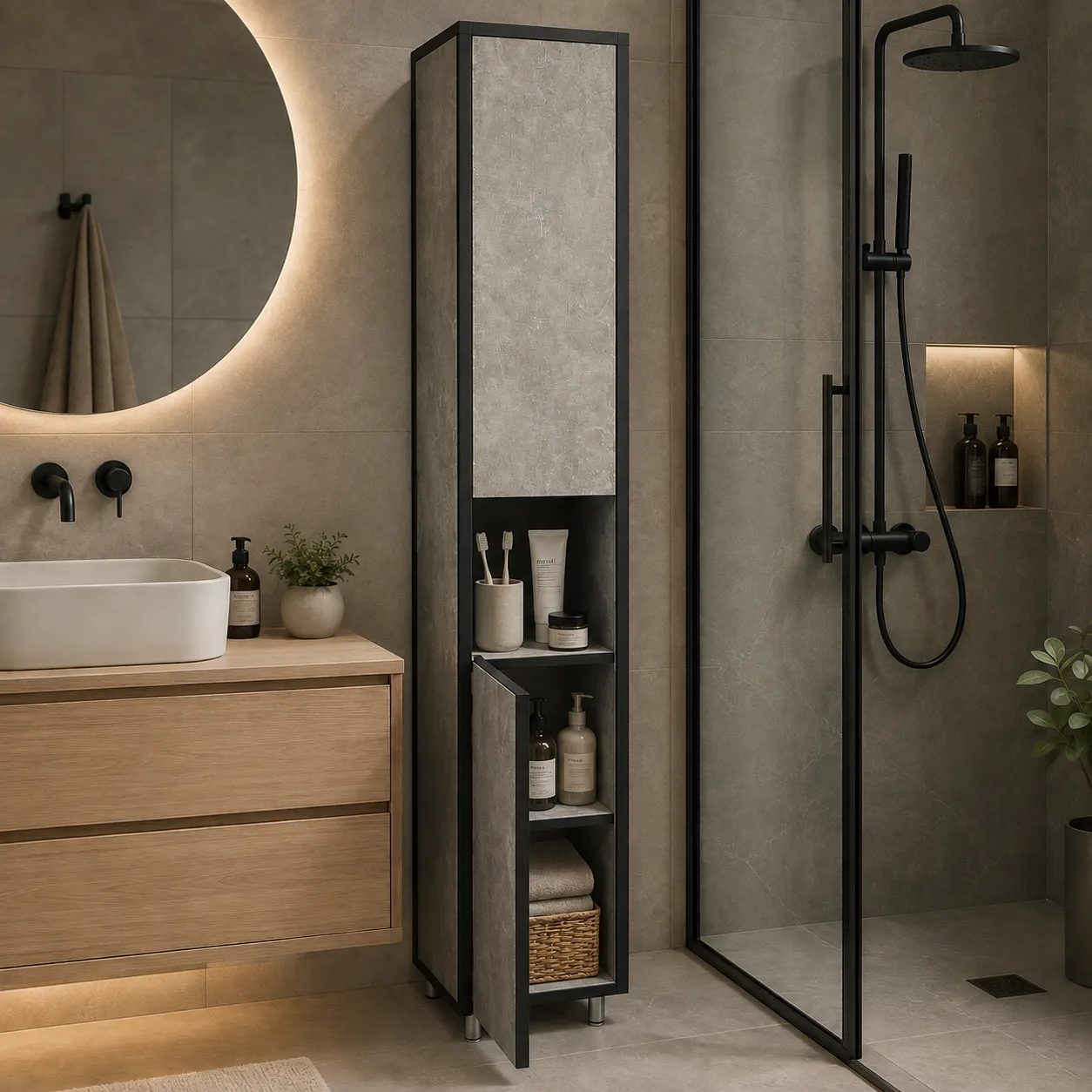 Alessandro Design Qurghonteppa coloana baie gri 30x30x180 cm