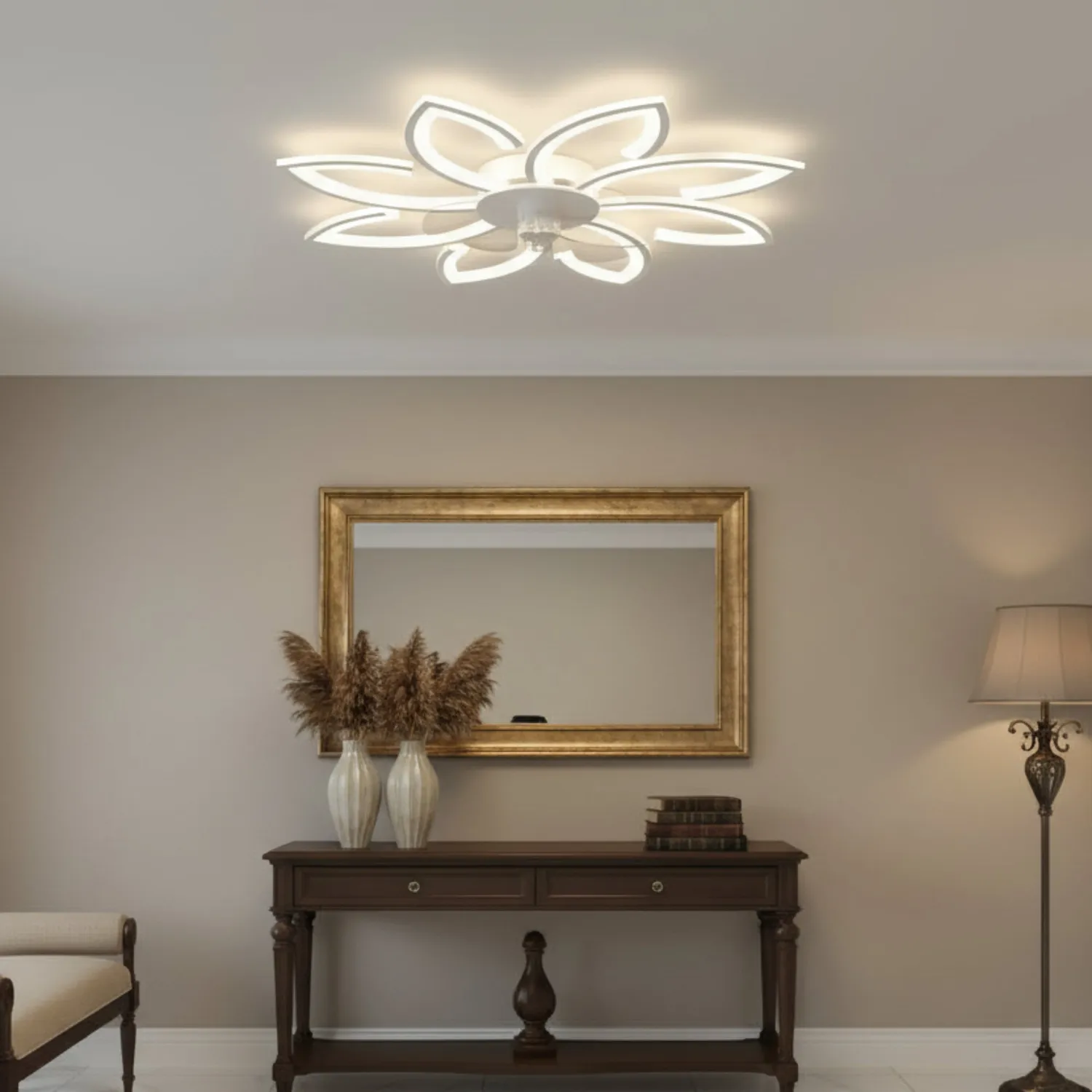 Alessandro Design Anemo lustra LED 48W alba D87cm ventilator