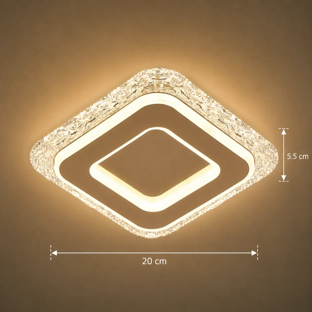 Agol Petito lustra LED 34W aurie 20x20cm metal acrilic
