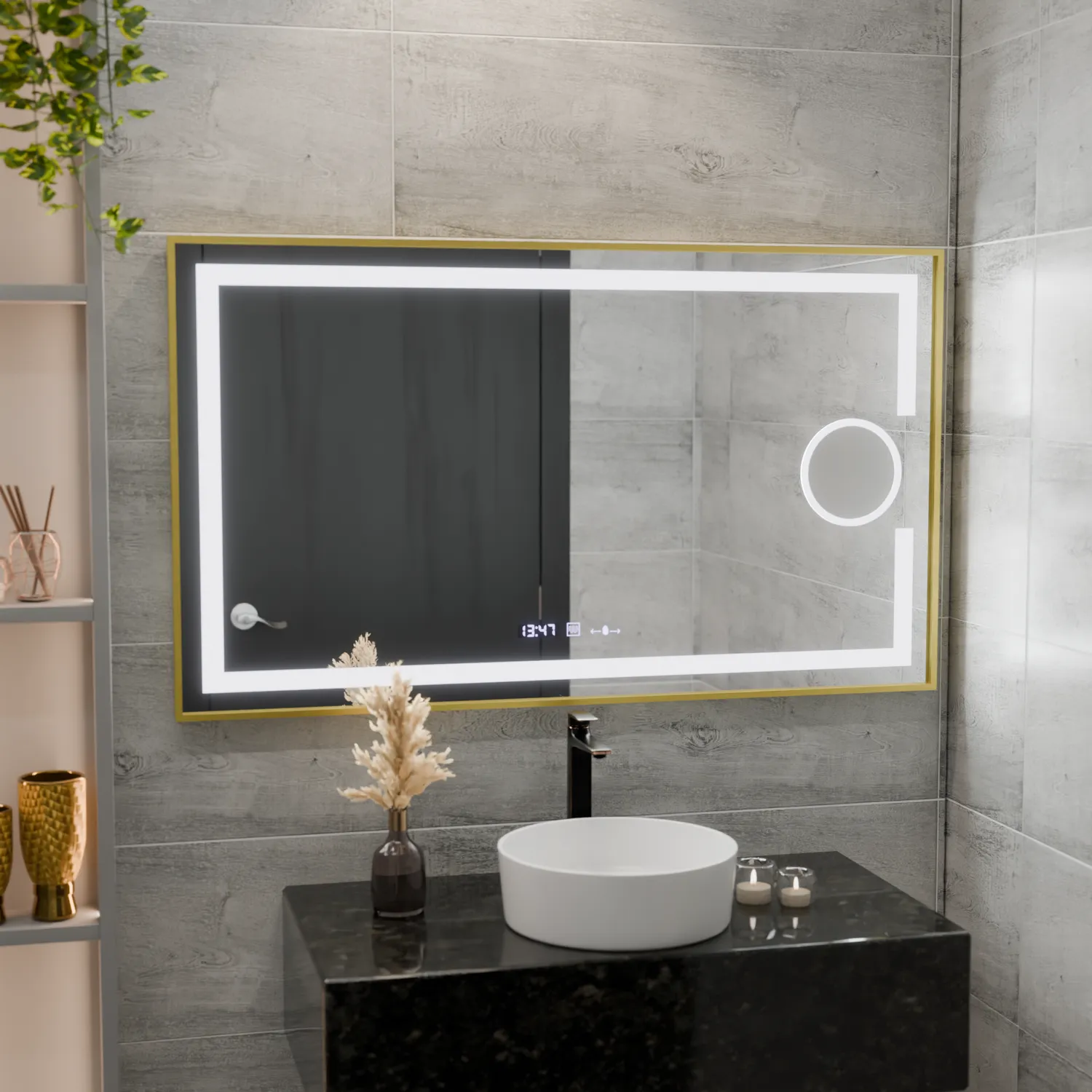 Alessandro Design Marcello oglinda LED 110x65cm rama aurie