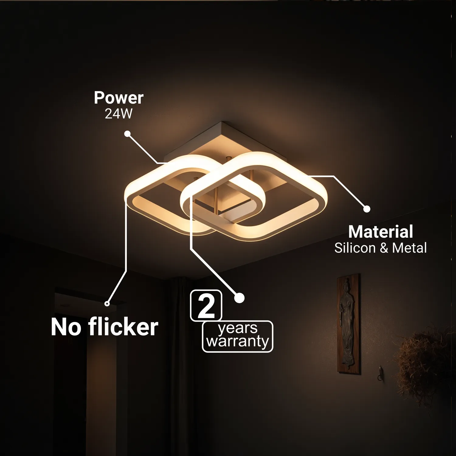 Alessandro Design VERTEX lustra LED 24W alba 2 romburi 3000-6000K
