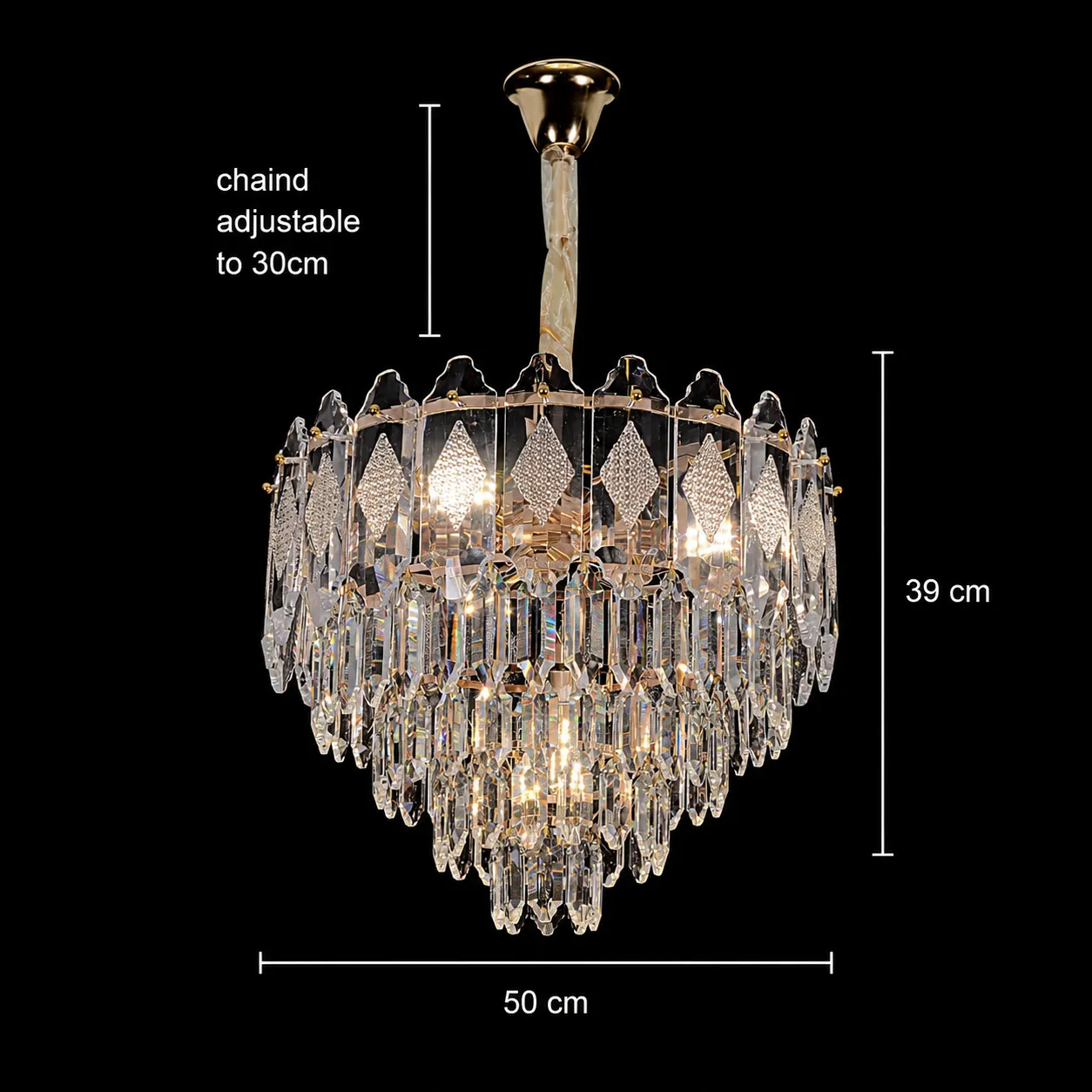 Alessandro Design VELVET Eleganza candelabru cristal auriu 9xE14 D50