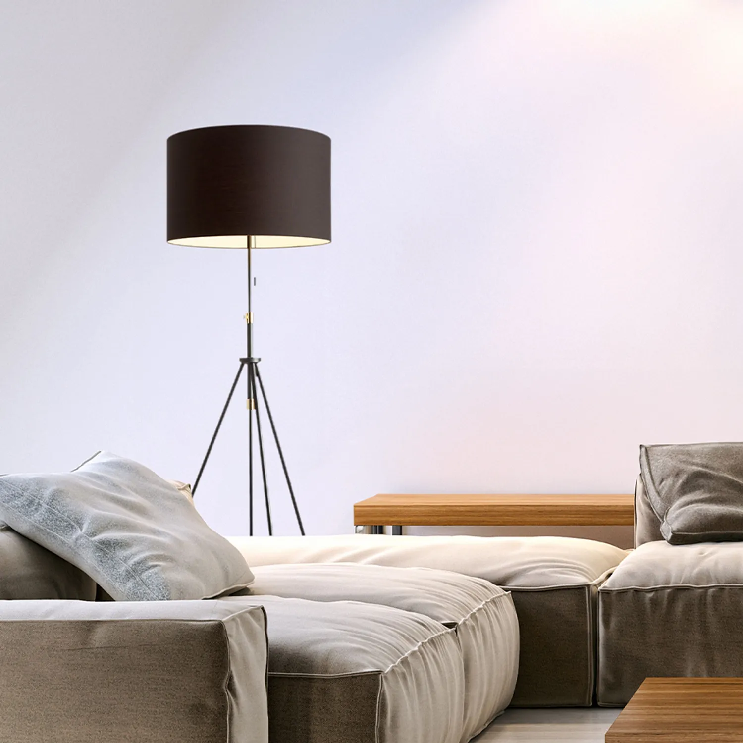 Rendl Light Studio Luton/Ron lampadar E27 negru textil