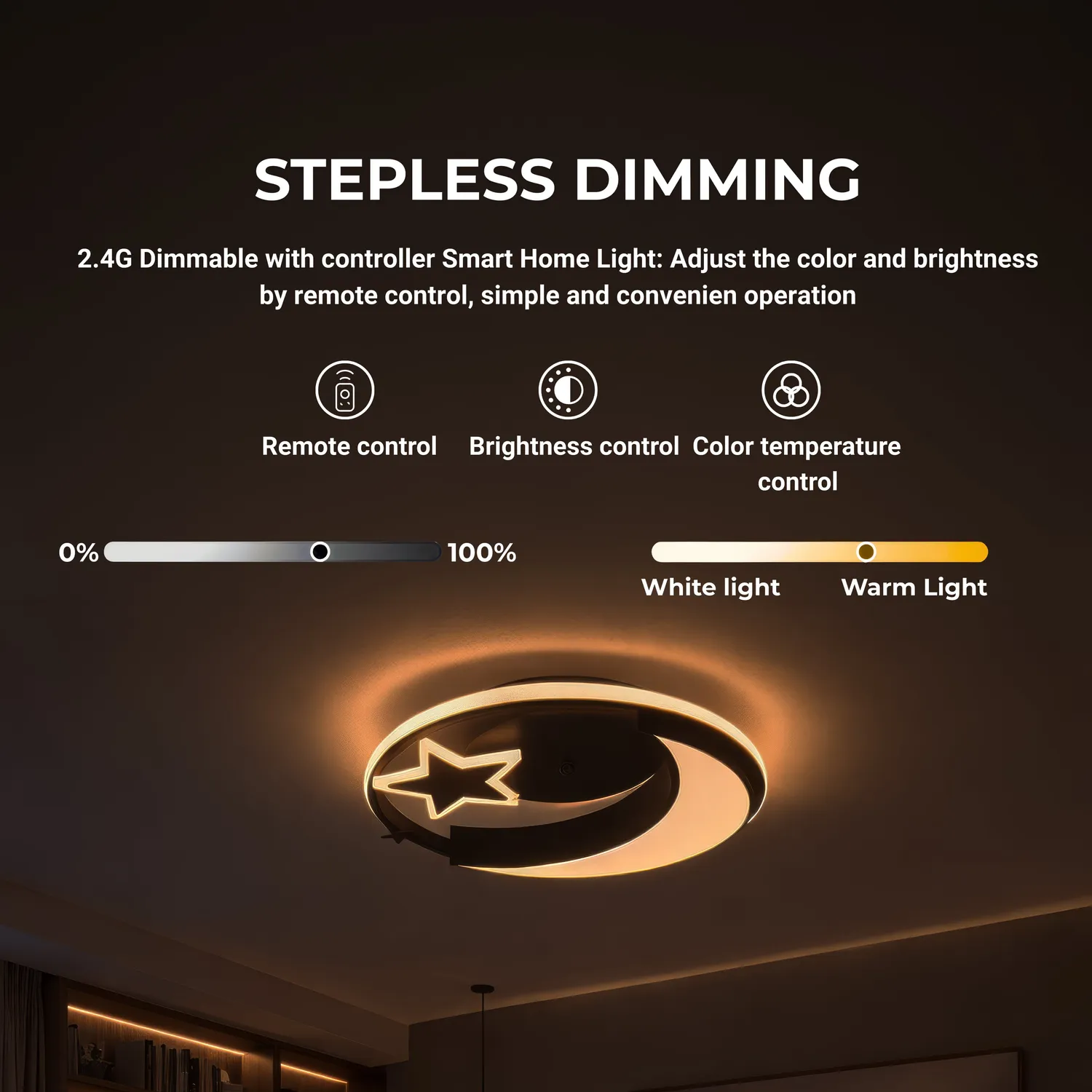 Alessandro Design Alyona 44W lustra LED neagra Moon and Star