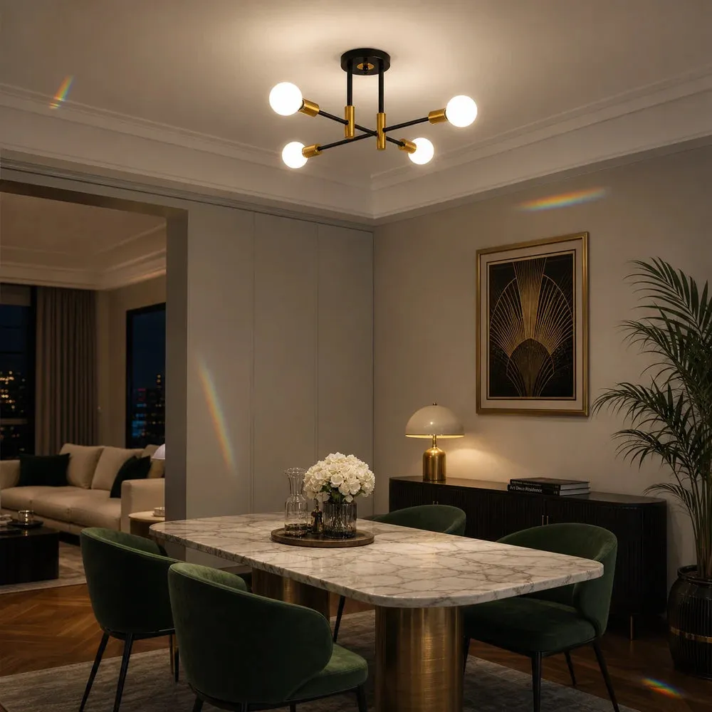 Alessandro Design Gentile lustră modernistă 4xE27 negru-auriu