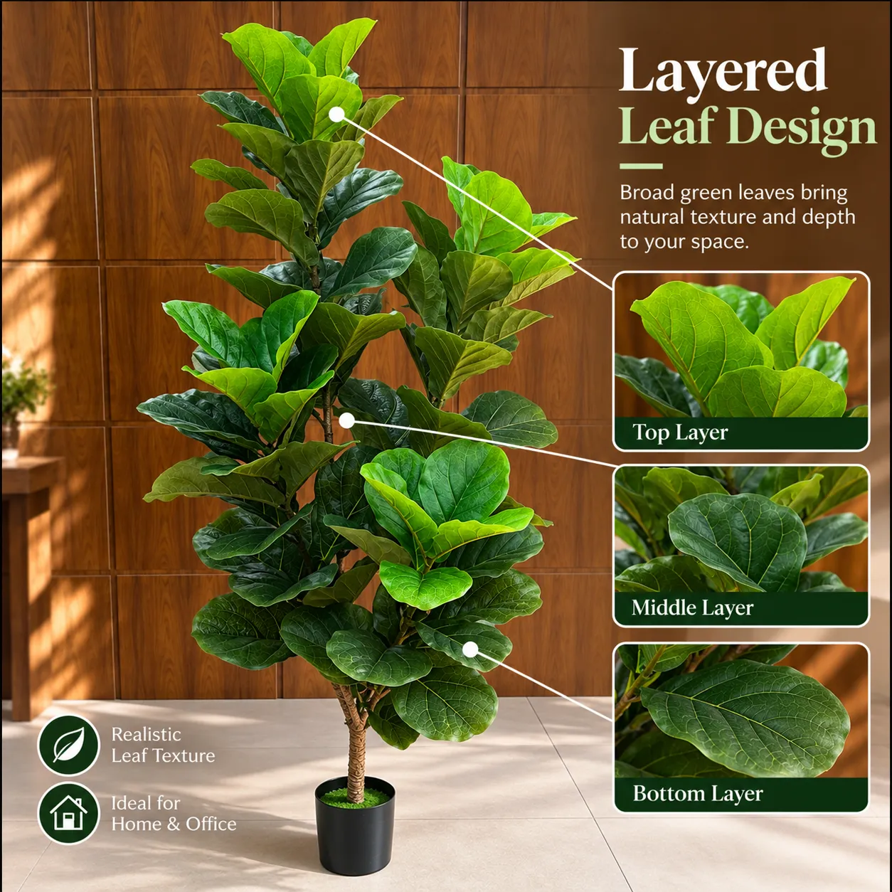 Alessandro Design Fig Tree planta artificiala 180 cm verde cu ghiveci