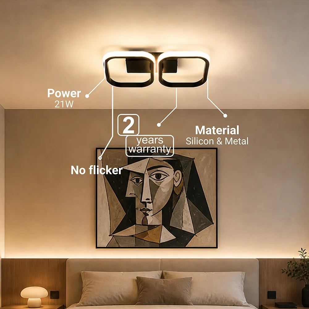 Alessandro Design Vertex lustra LED 21W neagra 2 patrate