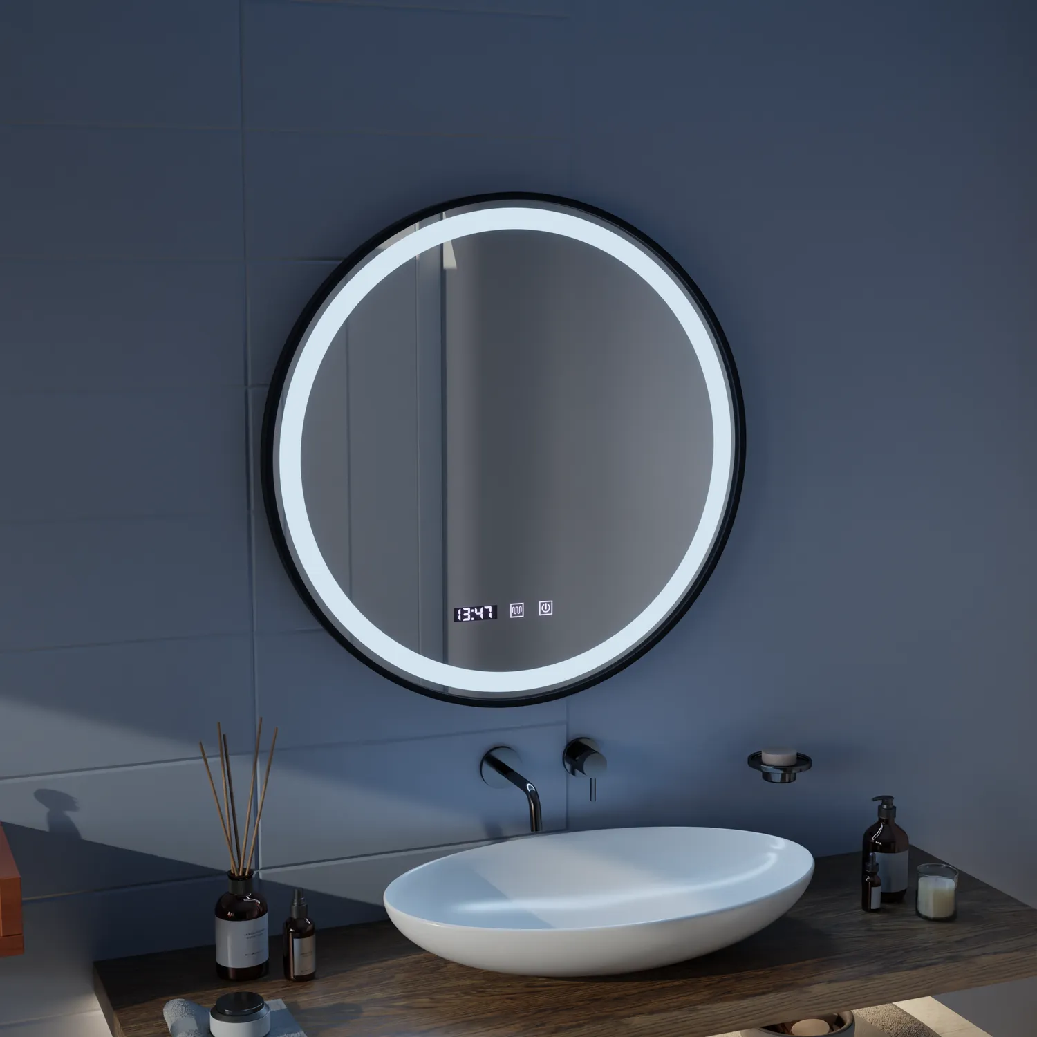 Alessandro Design Novara oglinda LED 50 cm neagra dezaburire