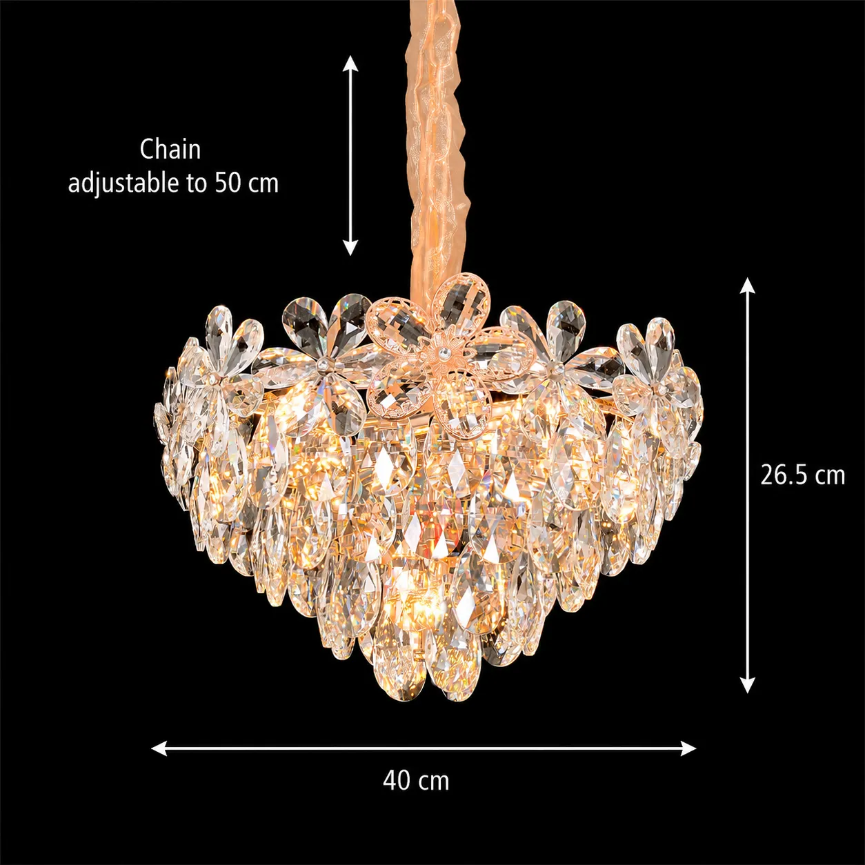 Alessandro Design Elegance candelabru cristal 7xE14 auriu 40cm