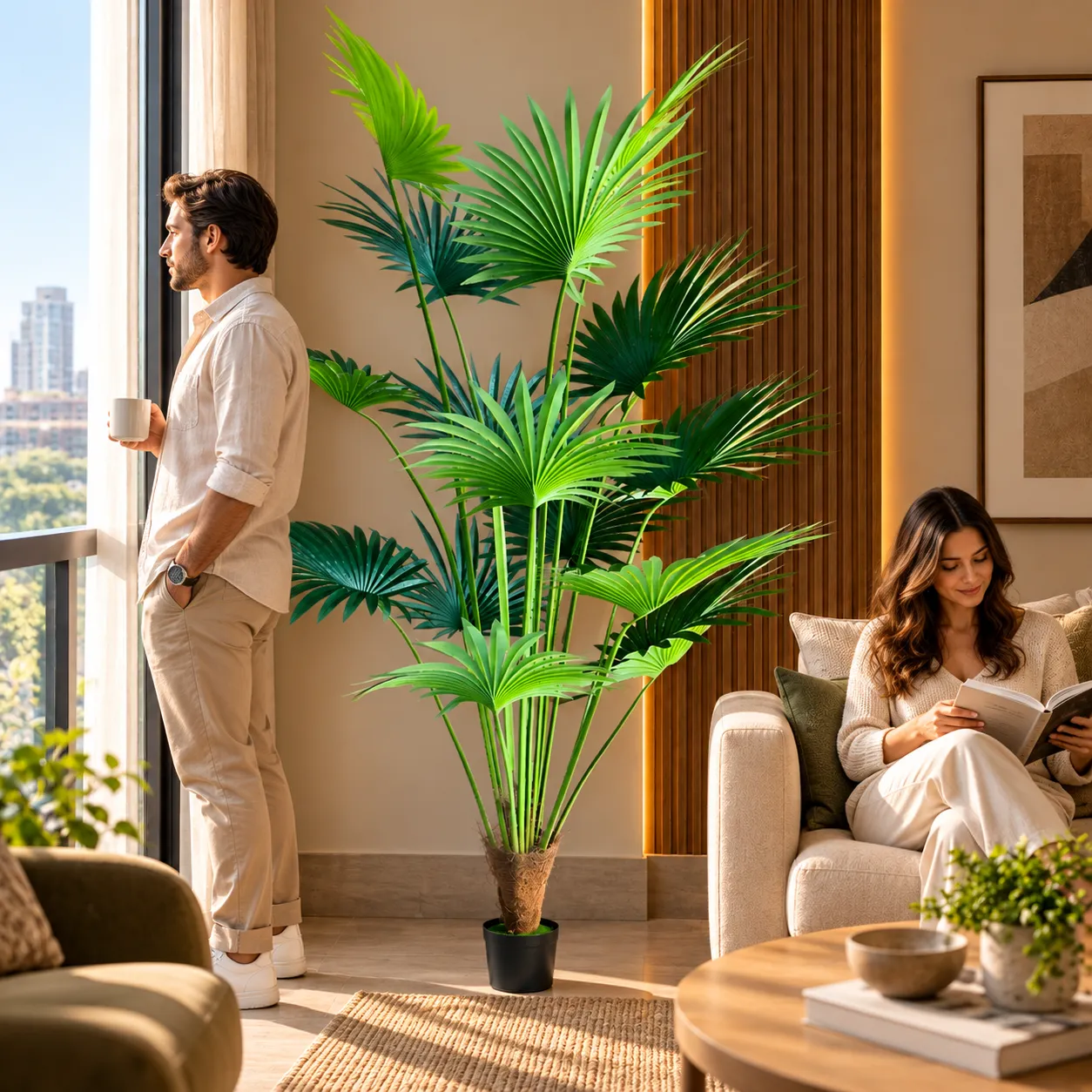 Alessandro Design Livistona planta artificiala 200 cm verde