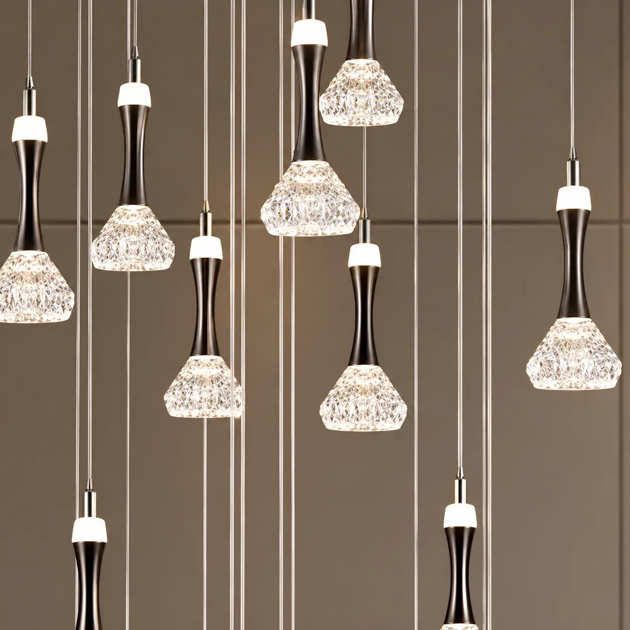 Gondar lustra LED crom 120W dimabila 60cm 25 elemente