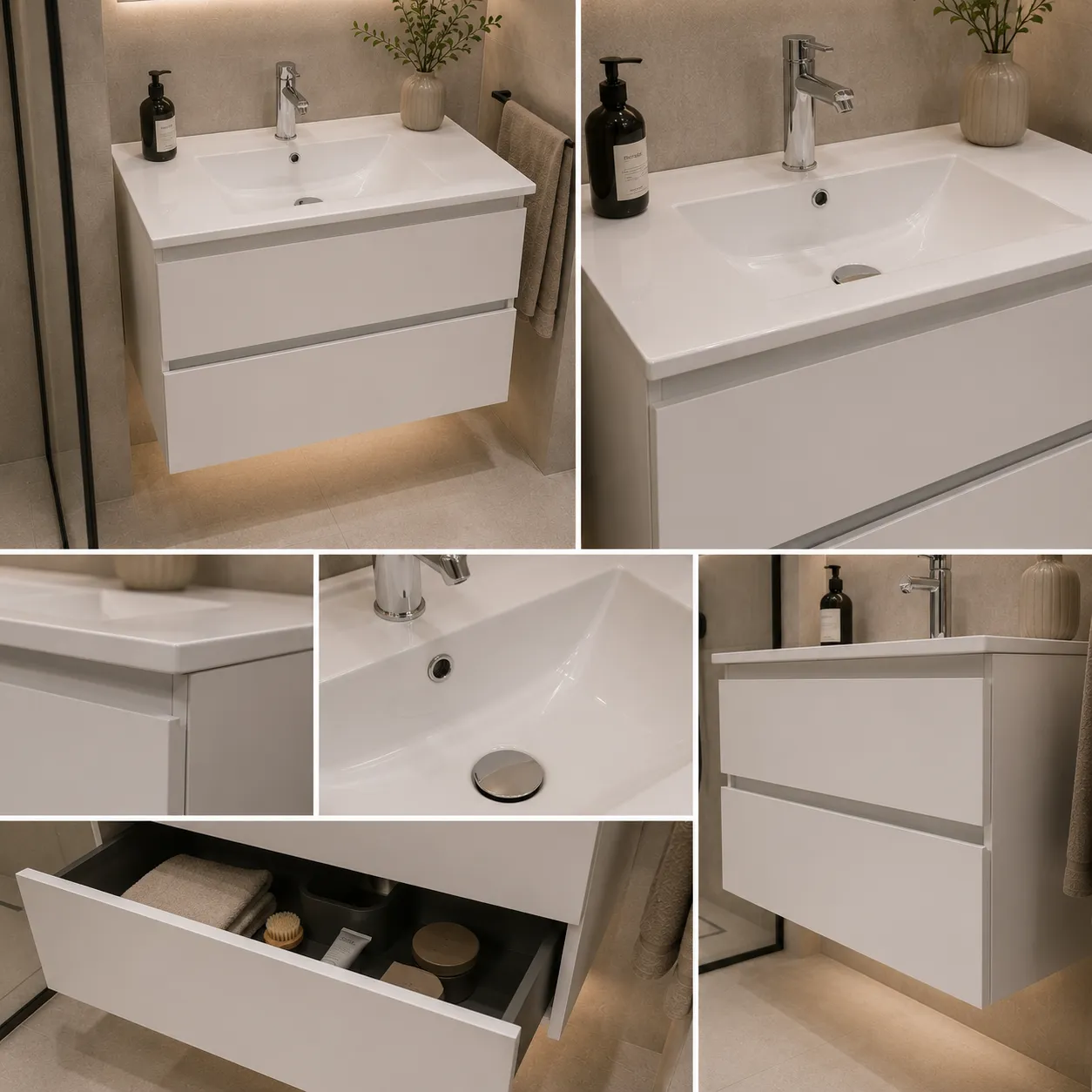 Alessandro Design BELO set mobilier baie alb cu lavoar 2 piese