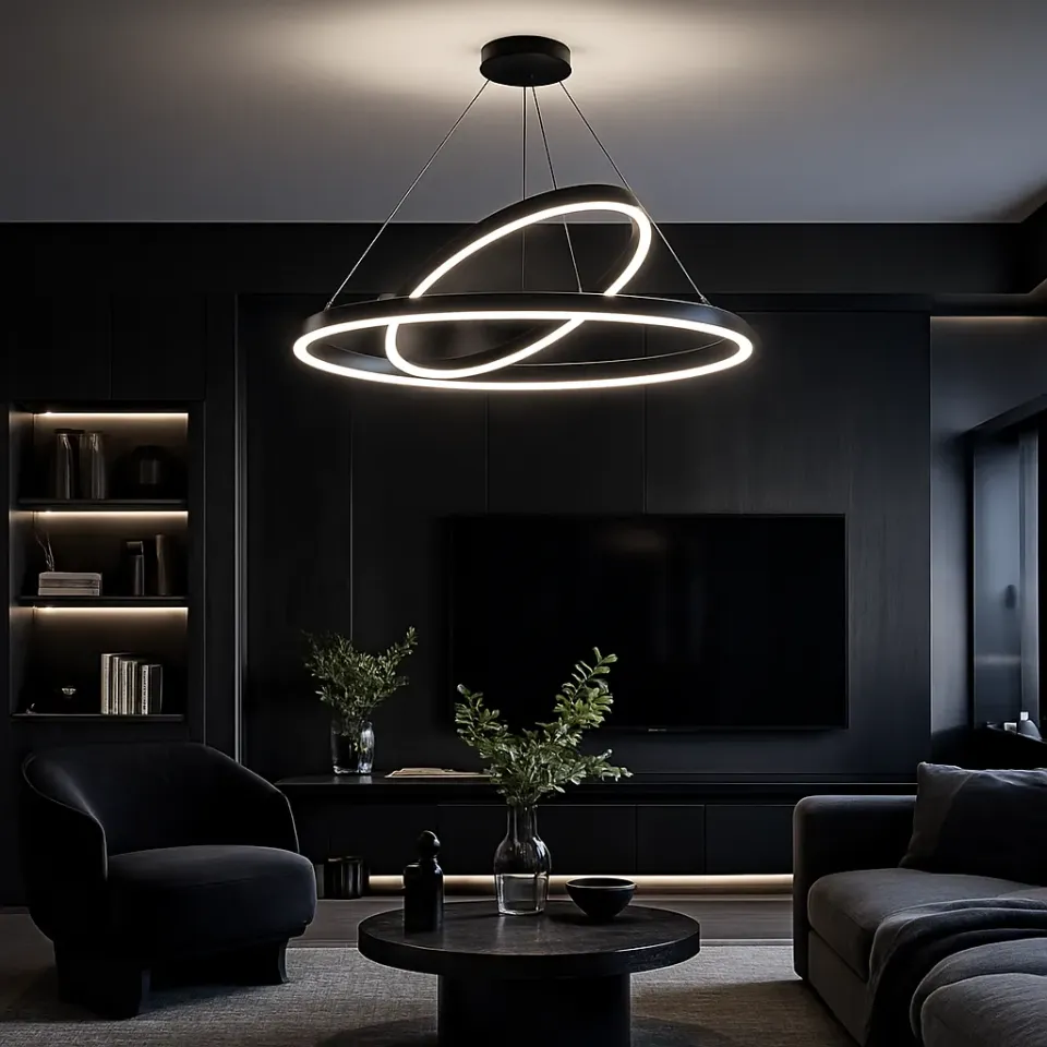 Alessandro Design PAGANO lustra LED neagra 2 cercuri 47W