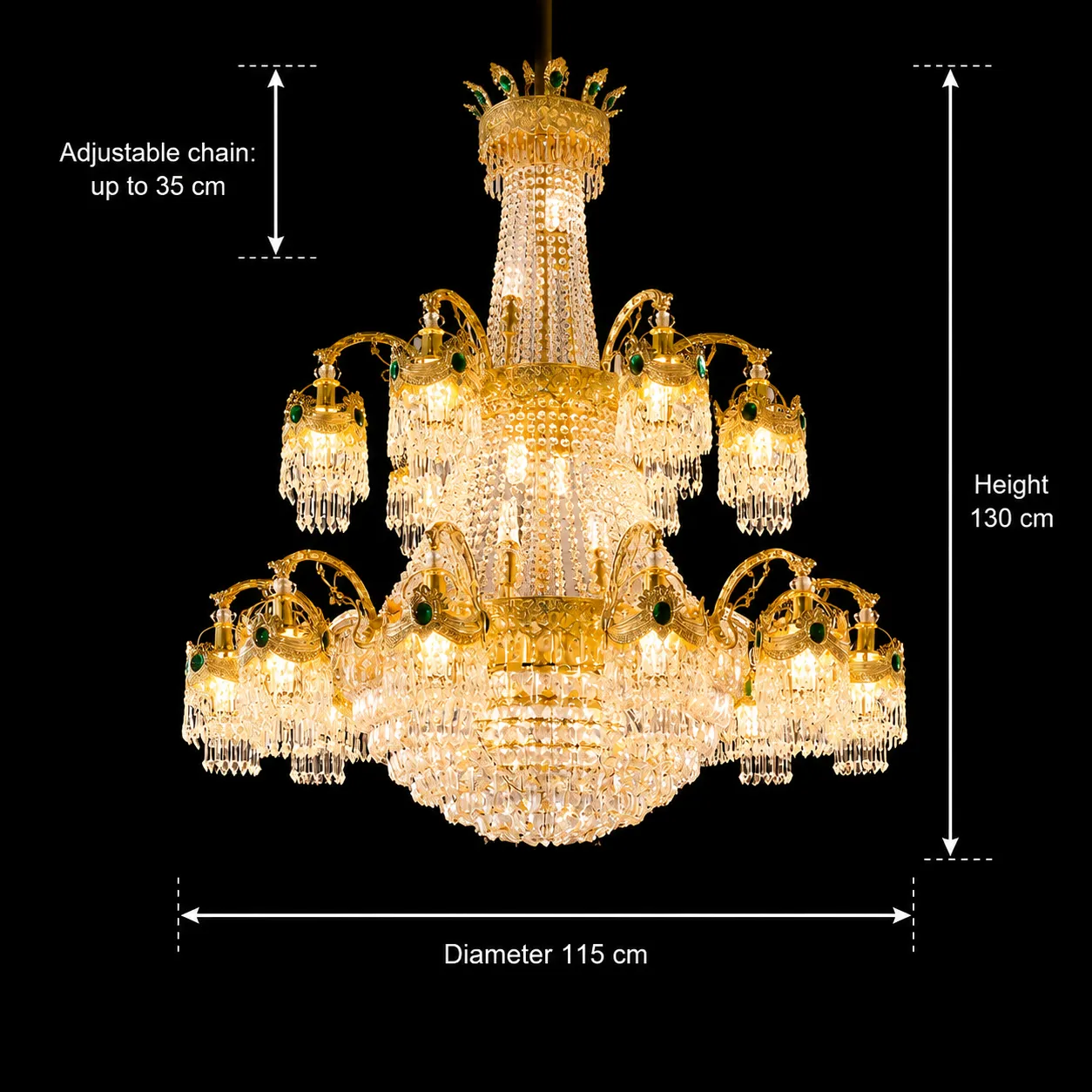 Alessandro Design Crystal candelabru cristal 115 cm auriu 31xE14