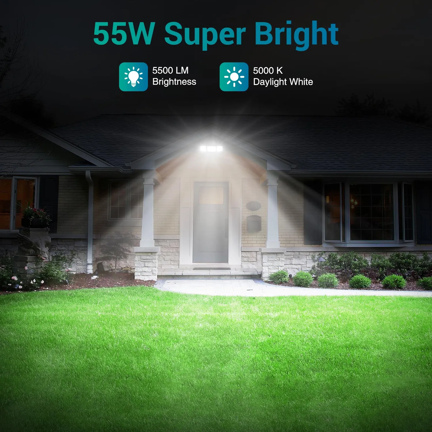 Ustellar 55W proiector LED exterior 2 buc alb lumina zi