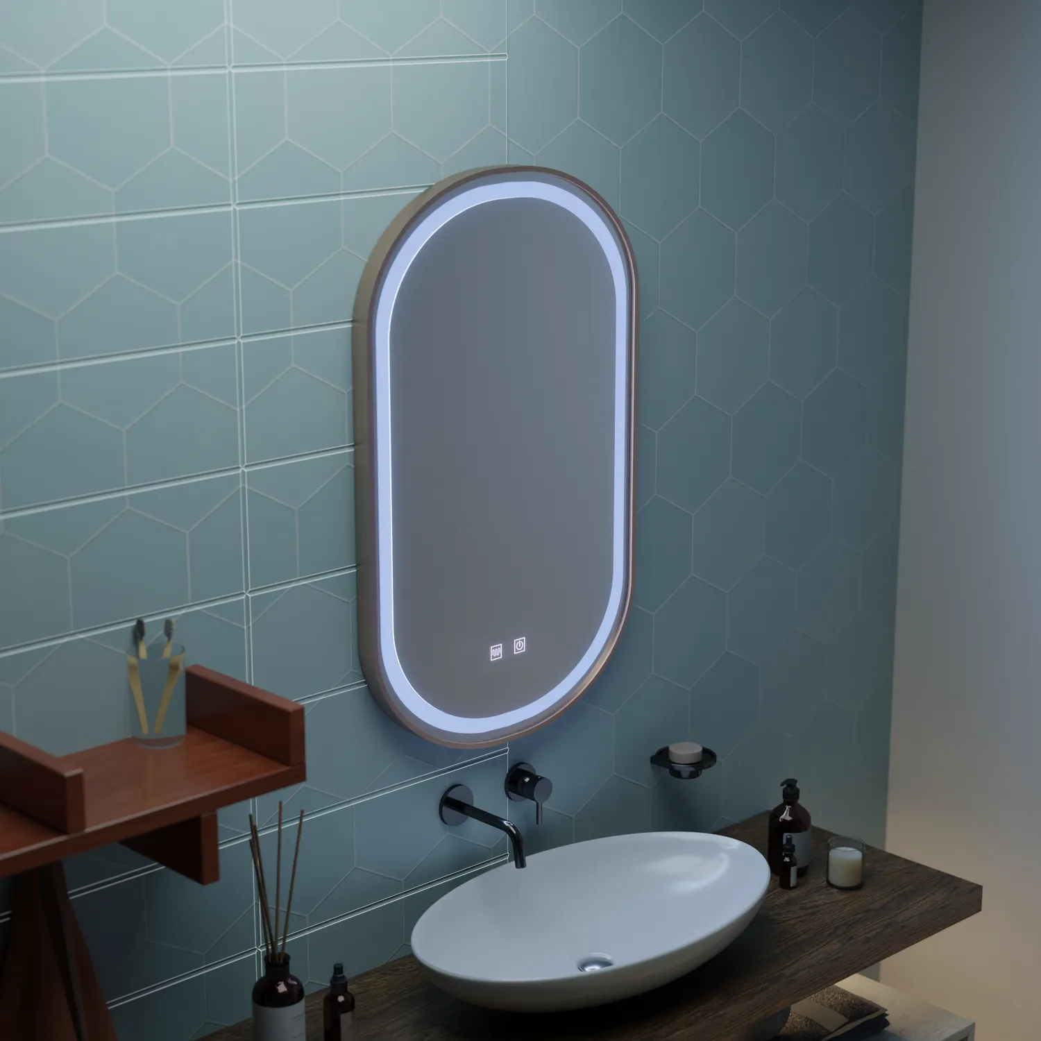 Alessandro Design Impora oglinda LED 50x80 touch rose gold