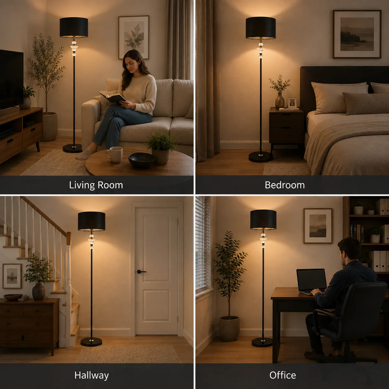 Alessandro Design PAVLODAR lampadar E27 165cm negru cristal