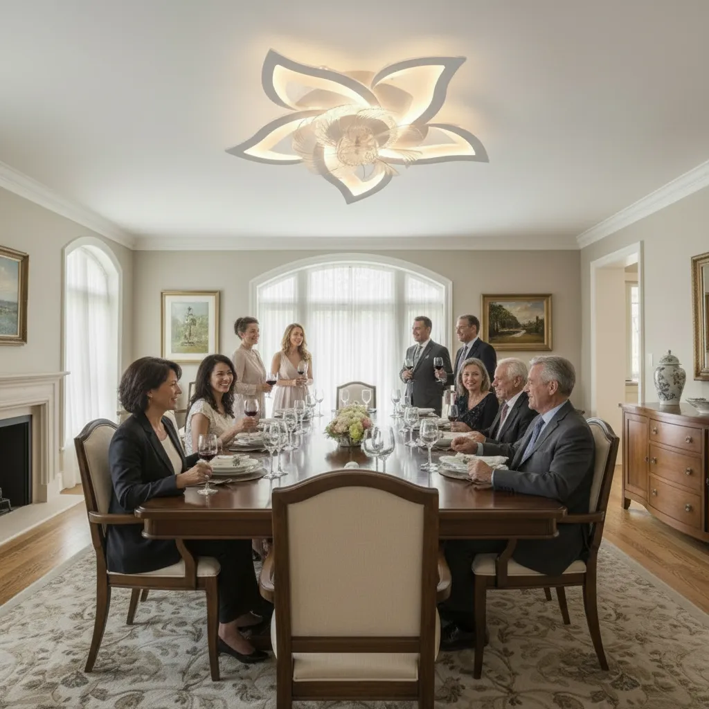 Alessandro Design Dafia lustra LED 85cm alba 49W cu ventilator