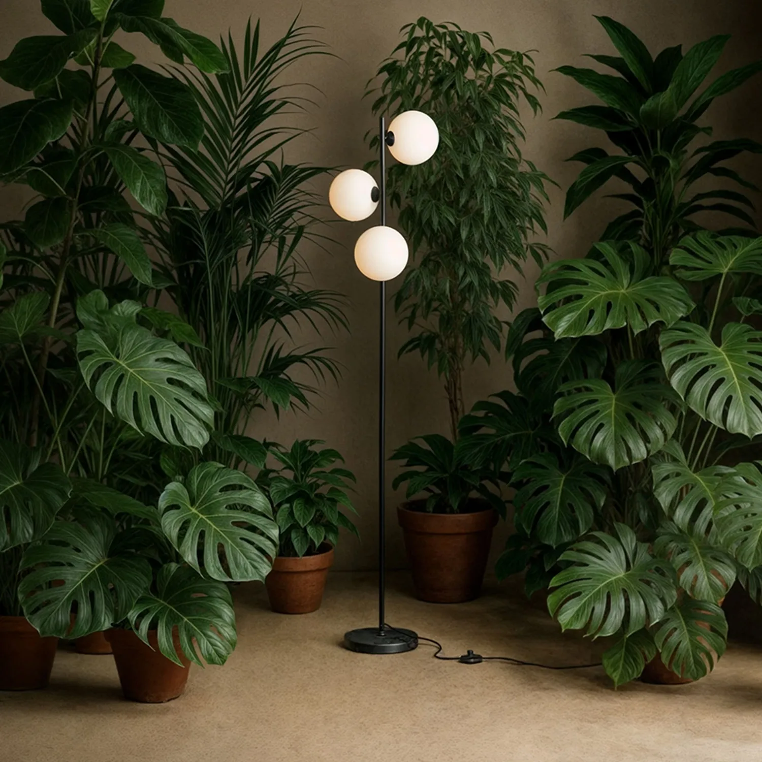 rendl light studio Etheria lampadar negru 3 globuri G9