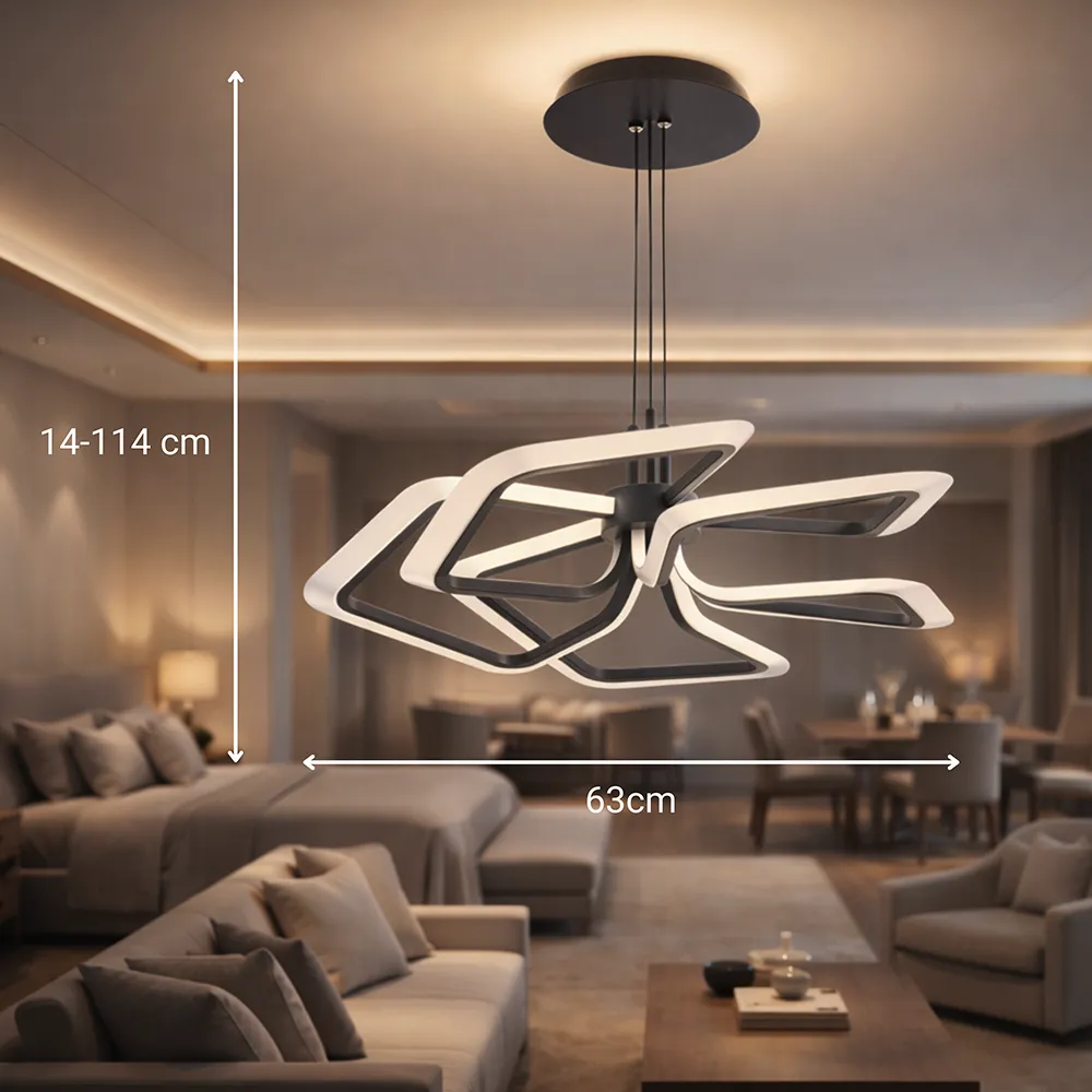 Alessandro Design Rimini lustra LED neagra 103W telecomanda