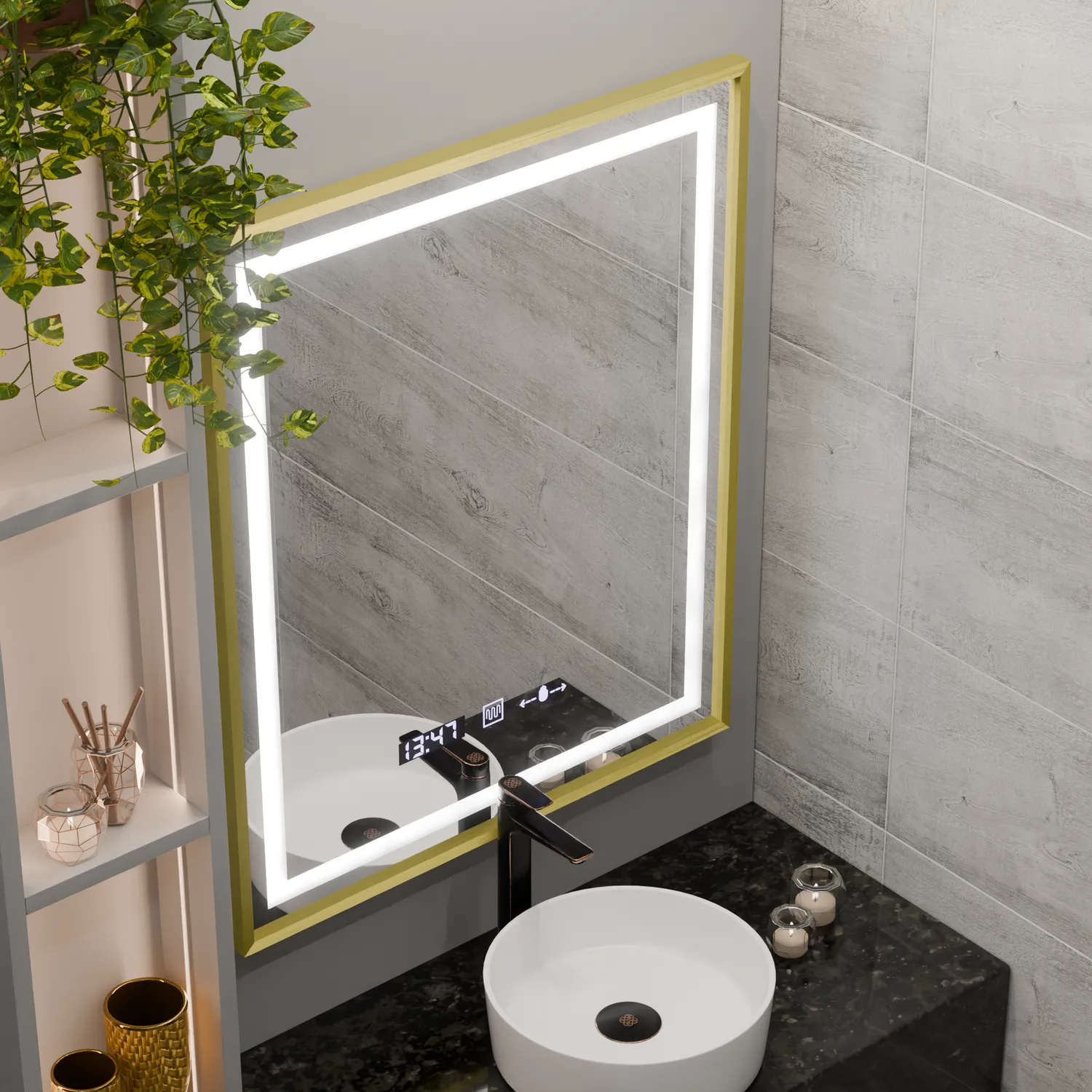 Alessandro Design Verite Royale oglinda LED aurie 75x90cm