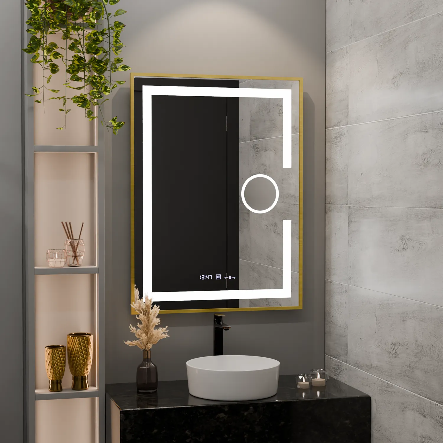 Alessandro Design Eclat oglinda LED 60x80cm rama aurie