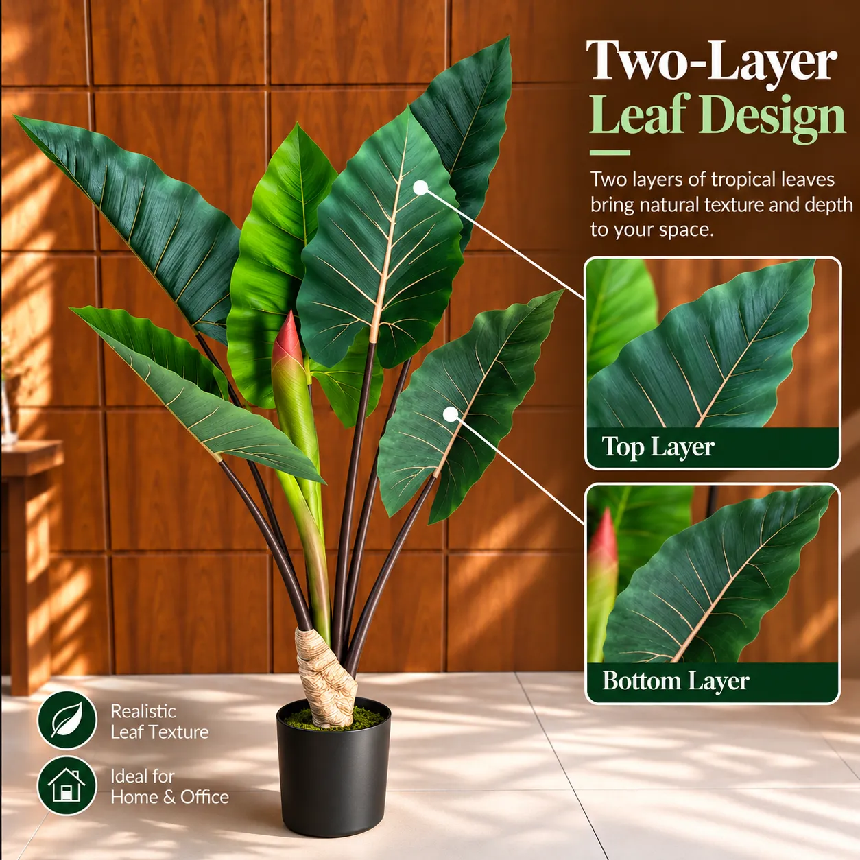 Alessandro Design Alocasia planta artificiala 100cm verde