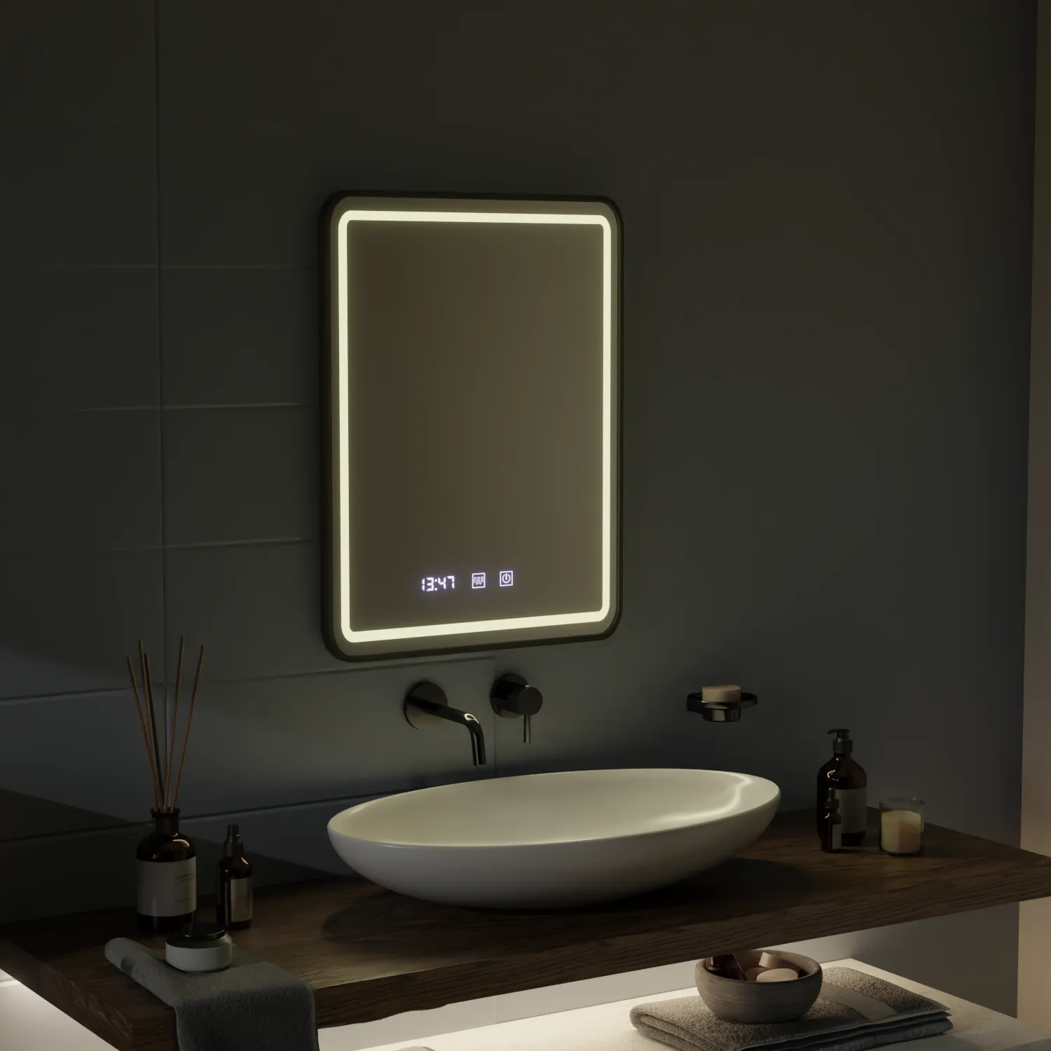 Alessandro Design Lucida oglinda LED 60x80 touch neagra