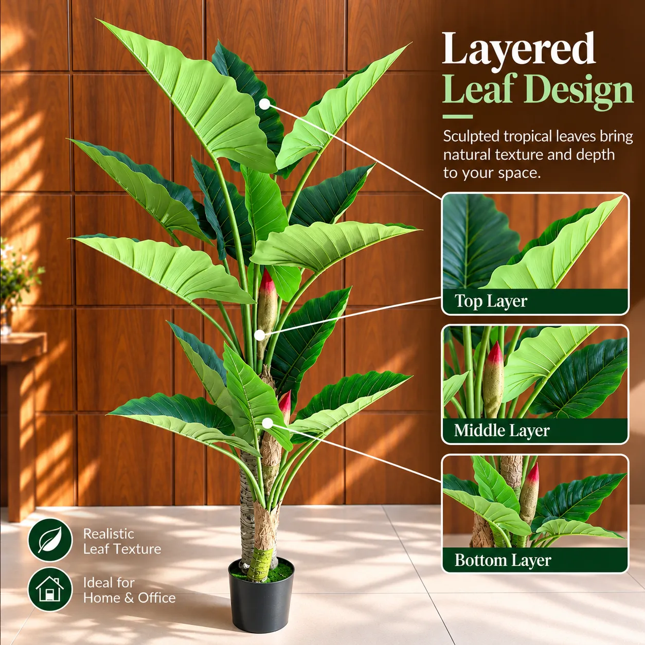 Alessandro Design Alocasia plantă artificială 190cm verde 2 tije