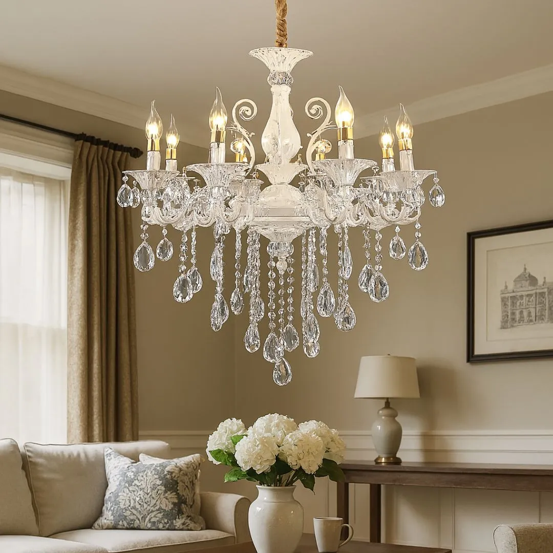 Alessandro Design Sanssouci Magno candelabru cristal alb 8xE14 68cm