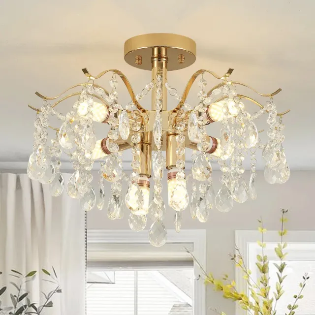 Alessandro Design Fiamma candelabru cristal auriu 45cm