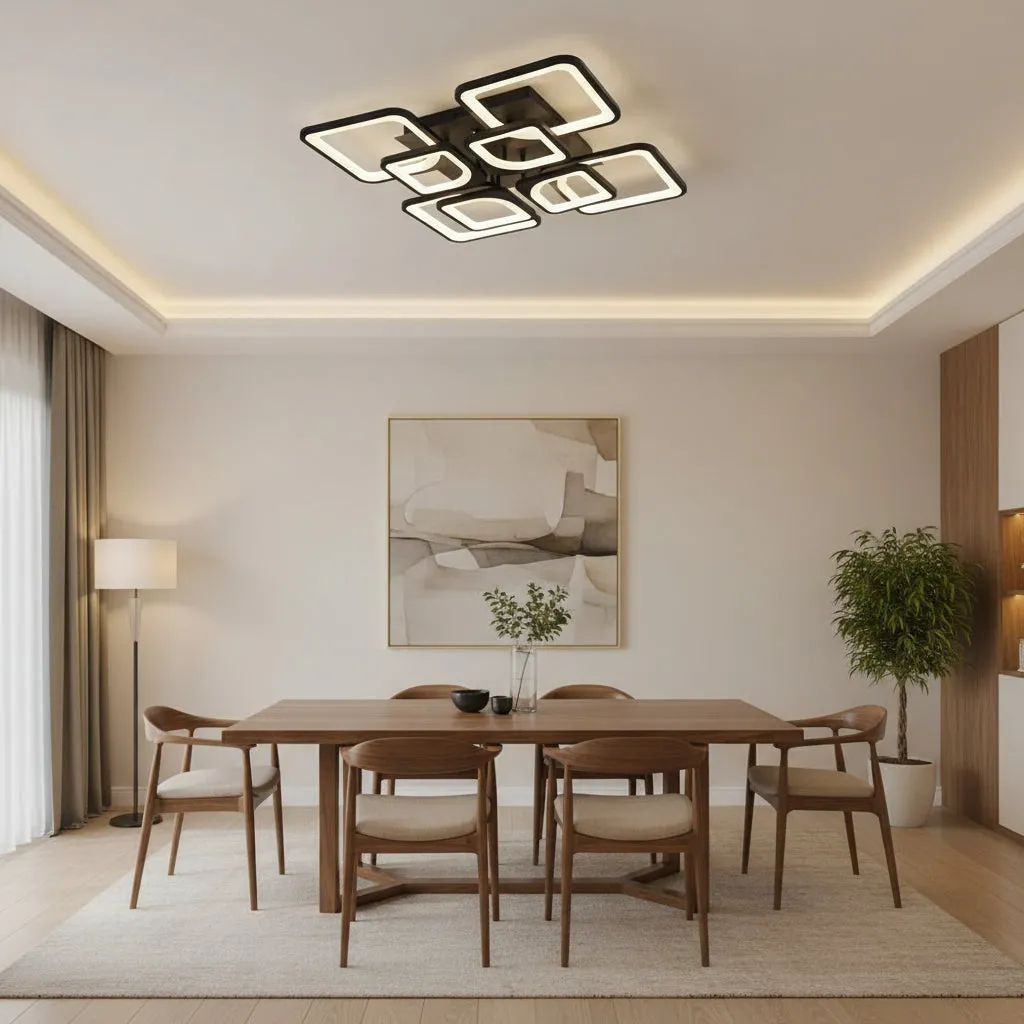Alessandro Design Zoe lustra LED 138W neagra 8 patrate