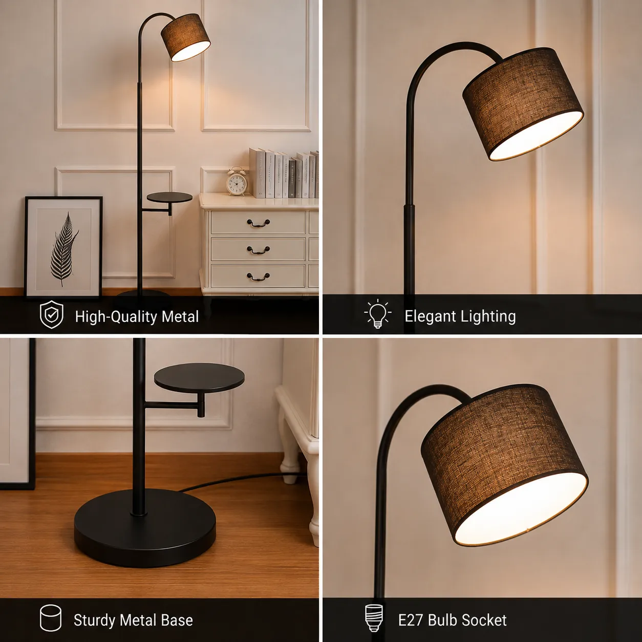 Alessandro Design Balkhash lampadar living negru E27 140cm