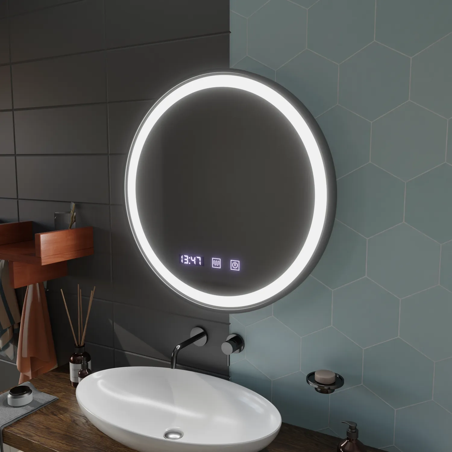 Alessandro Design NOVARA oglinda LED 90cm negru touch