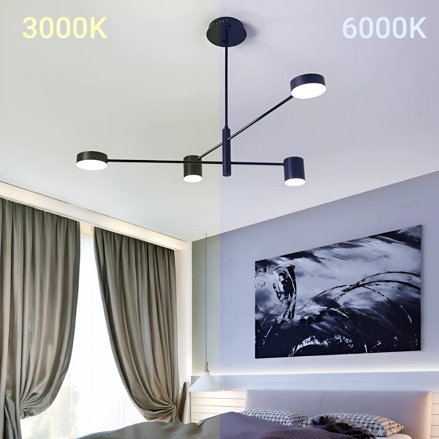 Alessandro Design Galios lustra LED neagra 48W 4 elemente