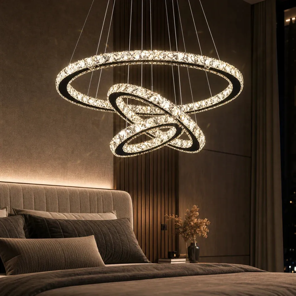 Alessandro Design Prism Luminis 79W lustra LED 3 cercuri crom dimabila