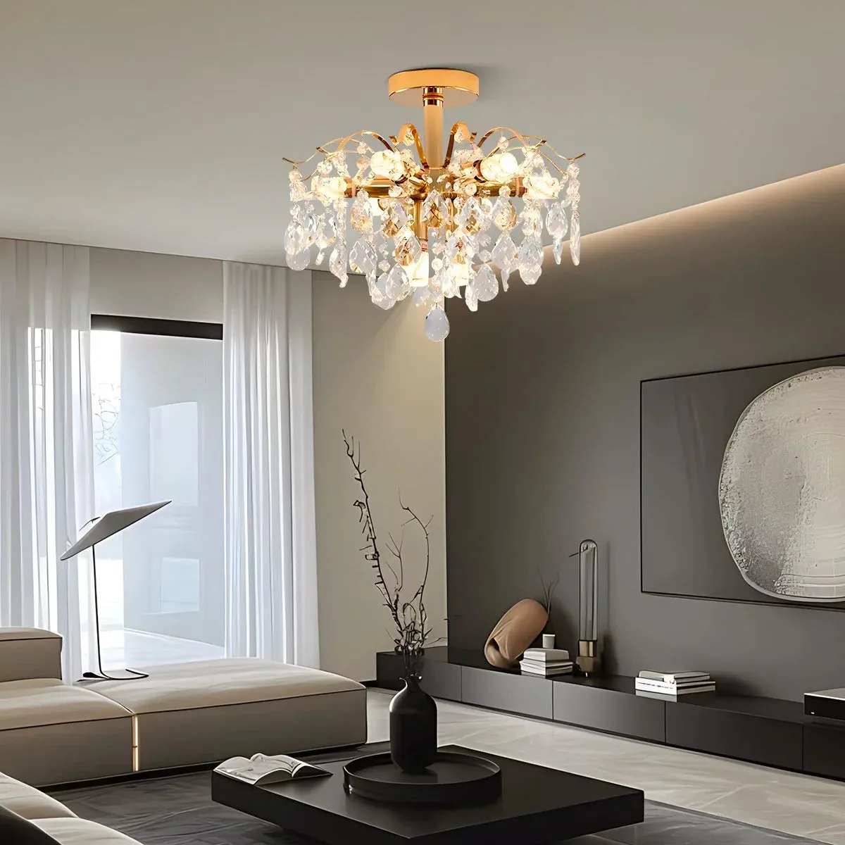 Alessandro Design Fiamma candelabru cristal auriu 45cm