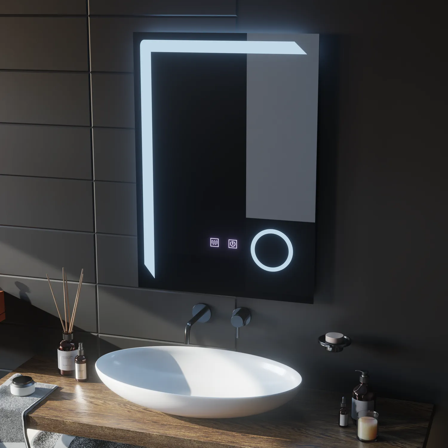 Alessandro Design Linea Touch oglinda LED 50x70cm dimabila antiaburire