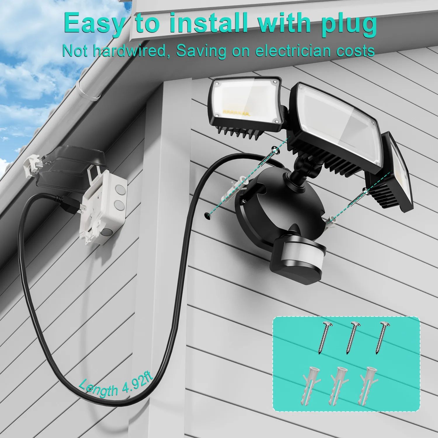Ustellar 55W proiector LED priza senzor miscare 2 bucati
