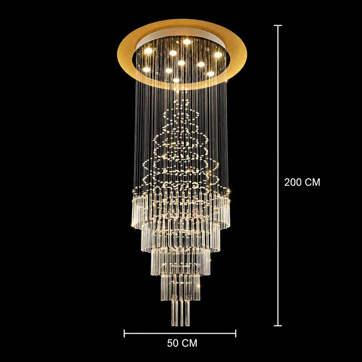 Alessandro Design AUGUSTA 80W candelabru cristal auriu 50cm