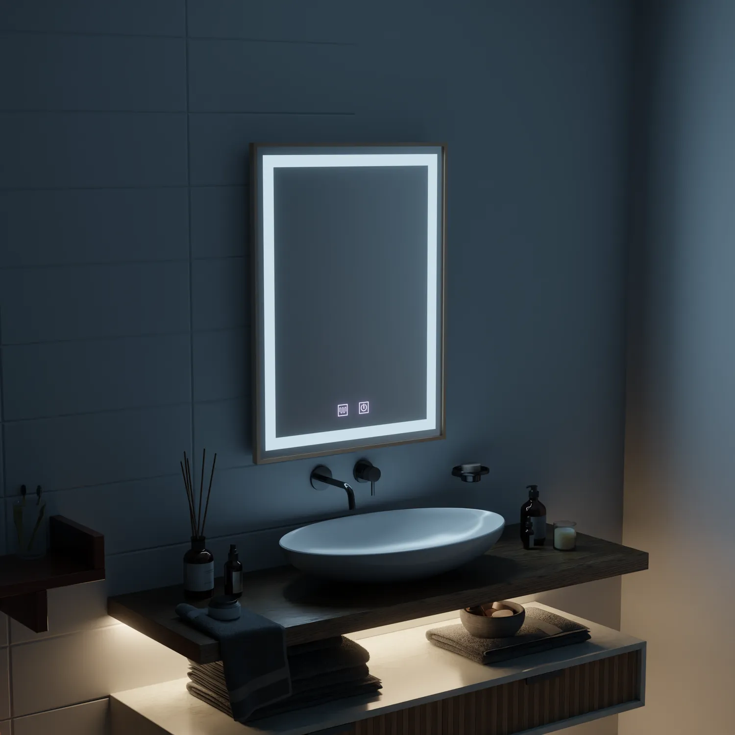 Alessandro Design Kariri Oglinda LED Baie 60x80 Rose Gold Antiaburire