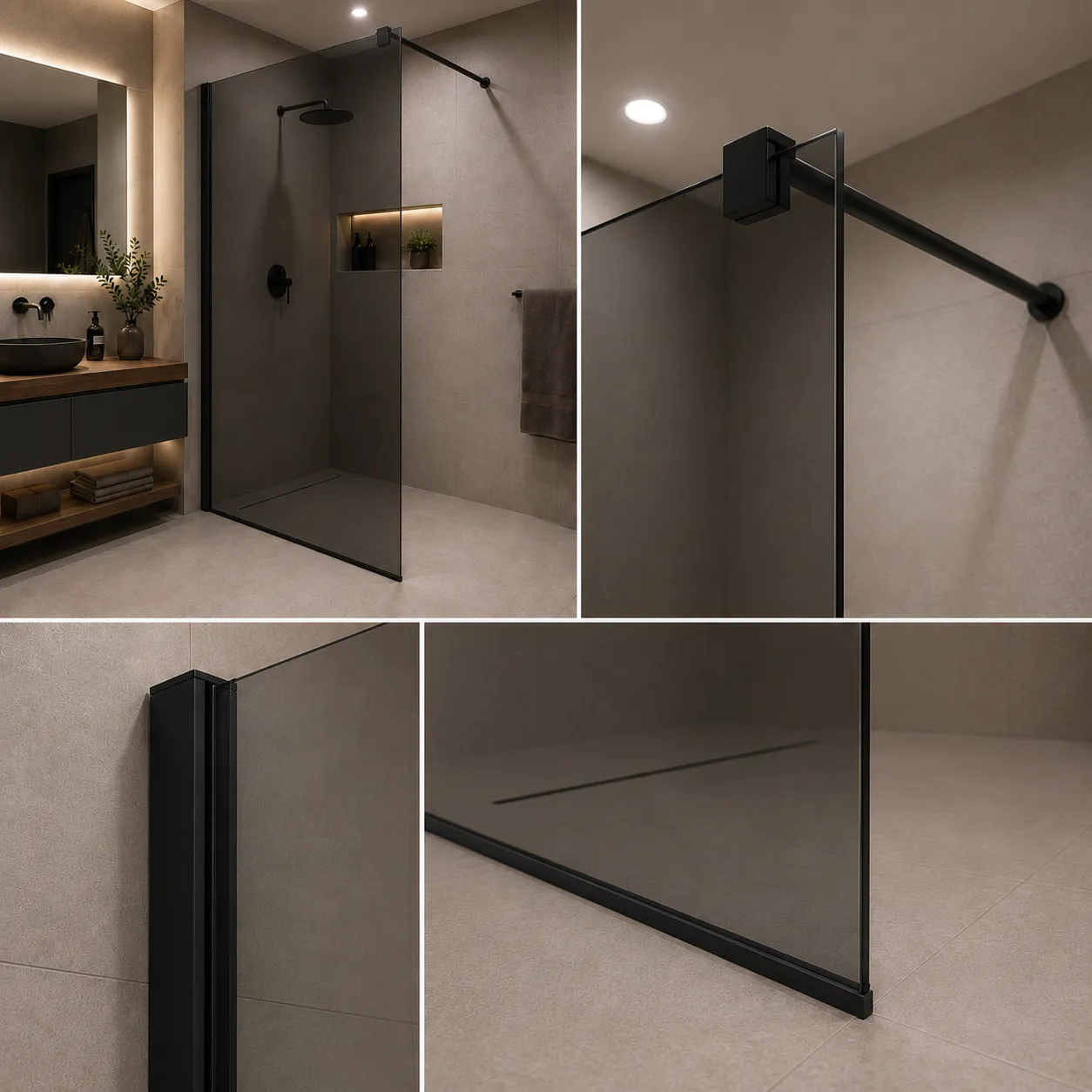 Alessandro Design Walk-In paravan dus 80x195cm sticla gri 8 mm